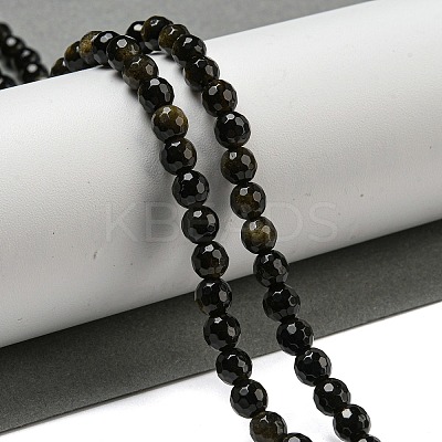 Natural Golden Sheen Obsidian Beads Strands G-E571-A01-01-1