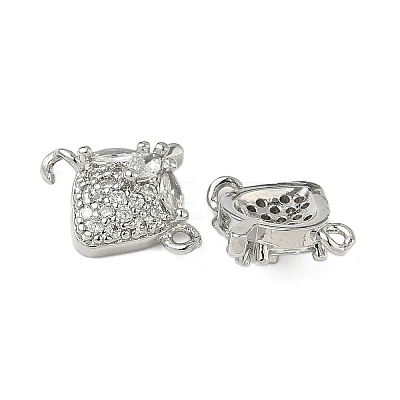 Brass Pave Clear Cubic Zirconia Fruit Connector Charms KK-Z109-01P-01-1