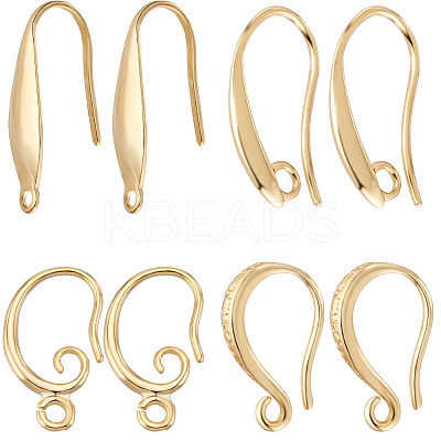 32Pcs 4 Style Brass & 316 Surgical Stainless Steel Earring Hooks KK-BBC0012-58-1
