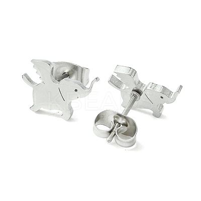 Non-Tarnish Cute Little Animal Theme 304 Stainless Steel Stud Earrings EJEW-B041-03C-P-1