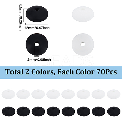 140Pcs 2 Colors Food Grade Eco-Friendly Silicone Abacus Beads SIL-SC0013-71-1