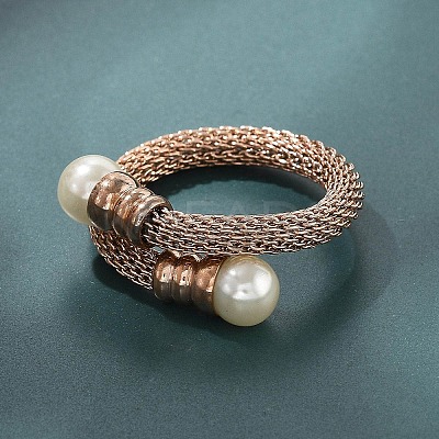 304 Stainless Steel Open Cuff Rings for Women RJEW-F173-02RG-1