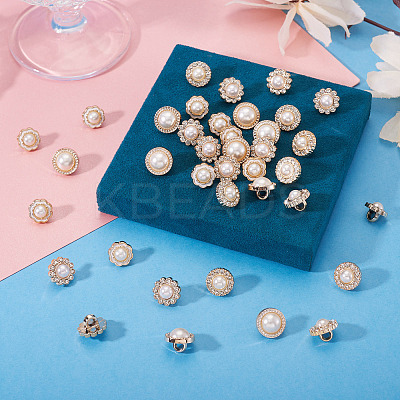 40Pcs 4 Styles 1-Hole Acrylic Rhinestone Shank Buttons BUTT-TA0001-44-1