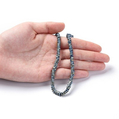 Frosted Square Electroplate Non-magnetic Synthetic Hematite Beads Strands X-G-E403-73C-1