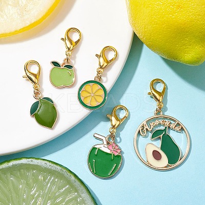 Fruits Alloy Enamel Pendant Decorations HJEW-JM01495-1