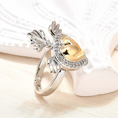 Gothic Style Brass Micro Pave Clear Cubic Zirconia Cuff Rings for Women RJEW-U051-02A-GP-1