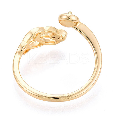 Leaf Brass Micro Pave Cubic Zirconia Cup Peg Ring Settings KK-N274-07G-1