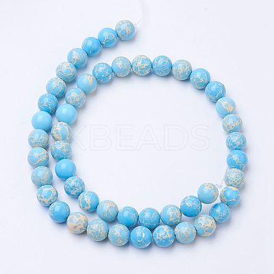 Synthetic Regalite/Imperial Jasper/Sea Sediment Jasper Bead Strands G-P284-02-8mm-1