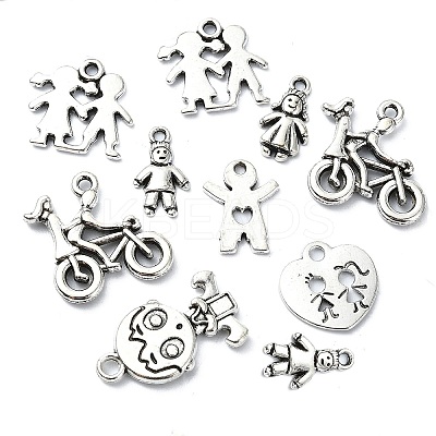 100Pcs 10 Styles Tibetan Style Alloy Pendants FIND-CJ0002-30-1