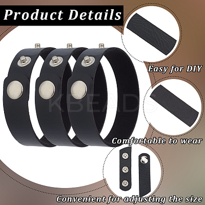 18Pcs PU Leather Snap Bracelets for Women Men BJEW-CY0001-13B-1