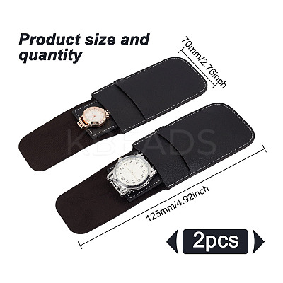 2Pcs Rectangle PU Imitation Leather Single Watch Storage Bag AJEW-GO0001-85D-1