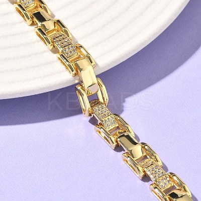 Clear Cubic Zirconia Rectangle Link Chains Bracelet BJEW-G773-03G-1