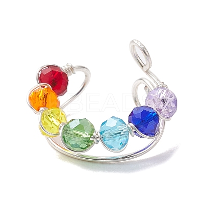 Colorful Glass Cuff Earrings EJEW-JE05699-01-1