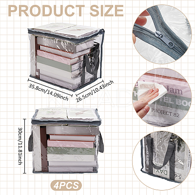 Large Capacity Transparent PVC Plastic Zipper Bags with Handle for Book Storage ABAG-WH0040-60B-1