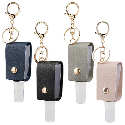 4Pcs 4 Colors Plastic Hand Sanitizer Bottle with PU Leather Cover KEYC-CL0001-04B-1
