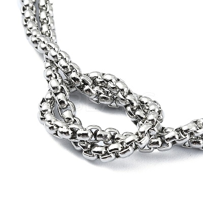 Tarnish Resistant 304 Stainless Steel Hollow Cross Charm Bracelet with Double Layer Box Chains LS-BJEW-A002-01P-1