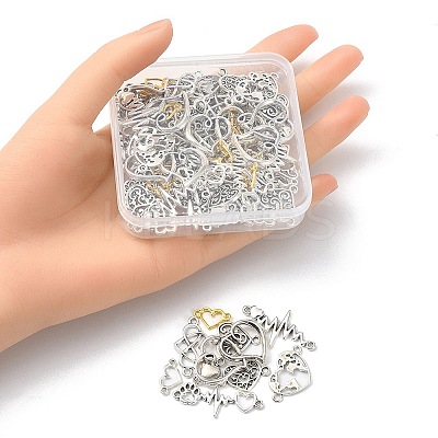 100Pcs 10 Styles Tibetan Style Alloy Connector Charms TIBE-YW0001-32-1