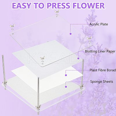 Square Transparent Acrylic Flower Press Plates DIY-BC0012-68-1