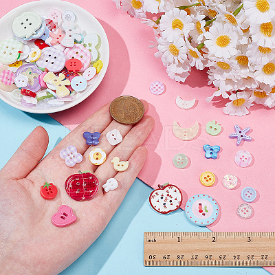 9 Bags 9 Styles Plastic Buttons BUTT-AR0001-35-1