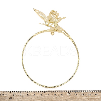 Flower & Butterfly Alloy Arm Cuff Bangles for Girl Women AJEW-A063-01F-G-1