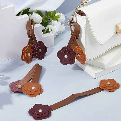 4Pcs PU Leather Flower Pendant Decorations AJEW-FH0009-99A-1