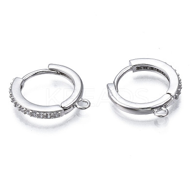 Brass Micro Pave Cubic Zirconia Huggie Hoop Earring Findings KK-T063-013P-NF-1