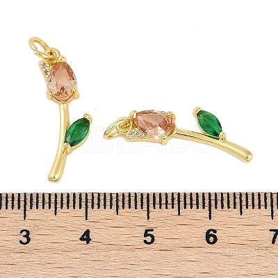Rack Plating Brass Micro Pave Cubic Zirconia Pendants KK-R166-09G-03-1