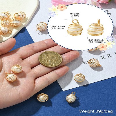 15Pcs Natural Cultured Freshwater Pearl Copper Wire Wrapped Pendants PALLOY-CJ00035-1