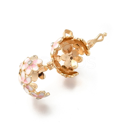 Alloy Crystal Rhinestone Bead Cage Pendants ENAM-M047-02G-B-1