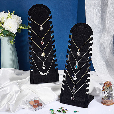 Wood Covered with Velvet Slant Back Necklace Display Stands LS-EDIS-WH0016-059-1
