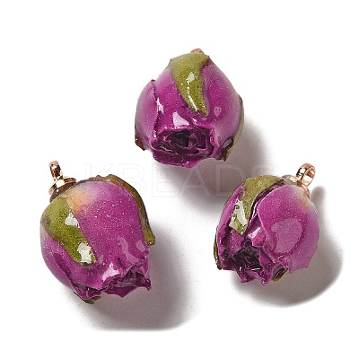 Preserved Rose with Golden Alloy Pendants FIND-M010-01B-1