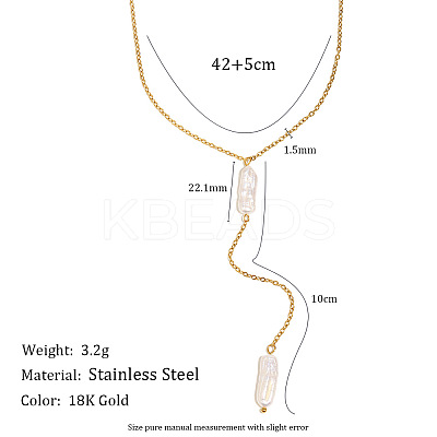 Natural Keshi Pearl Stick Pendant Stainless Steel Long Y Necklaces for Women SV1483-1