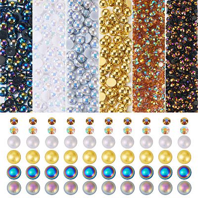 60G 6 Styles Electroplated Opaque Flat Back Resin Cabochons RESI-TA0003-38-1