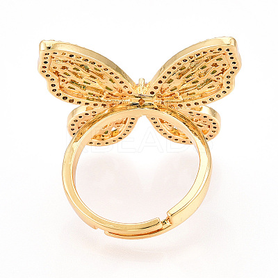 Adjustable Brass Micro Pave Cubic Zirconia Finger Rings for Women LS-KK-T074-04G-1