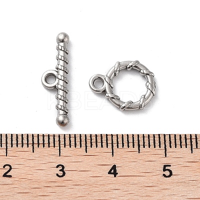 Non-Tarnish 304 Stainless Steel Ring Toggle Clasps STAS-A092-09D-P-1