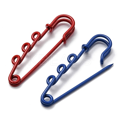 10Pcs 10 Colors Spray Painted Iron Brooch Findings IFIN-YW0001-55B-1