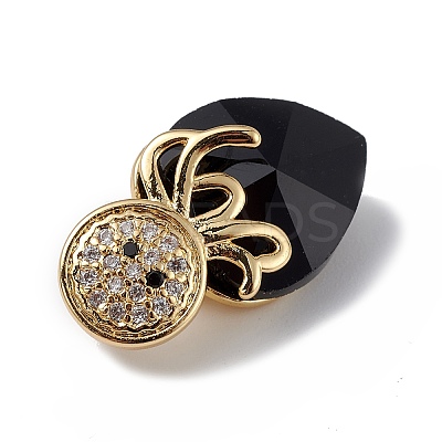 Real 18K Gold Plated Rack Plating Brass Micro Pave Cubic Zirconia Pendants KK-C015-25G-01-1