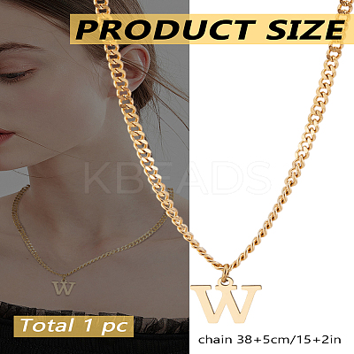 1Pc 304 Stainless Steel Letter Pendant Necklaces NJEW-LP0001-33W-G-1