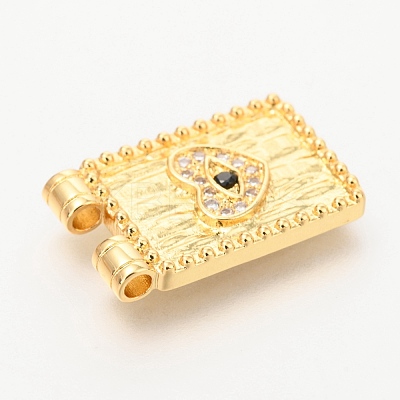 Brass Micro Pave Clear & Black Cubic Zirconia Pendants X-ZIRC-O036-54G-1