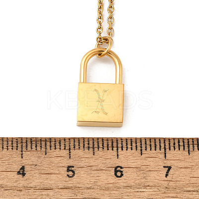 304 Stainless Steel Rolo Chain Pendant Necklaces NJEW-S444-01G-24-1