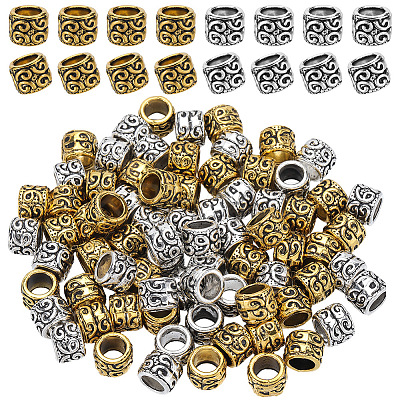 80Pcs 2 Colors Tibetan Style Alloy European Beads MPDL-SP0001-03-1