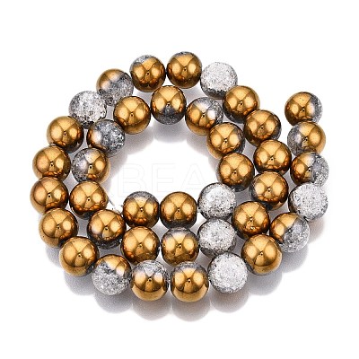 Electroplated Crackle Glass Beads Strands EGLA-N014-10mm-04-1