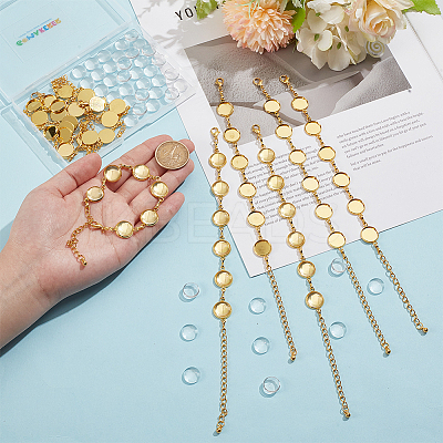 60Pcs Transparent Glass Cabochons with 10Pcs Brass Bracelet Making DIY-GO0002-32A-1