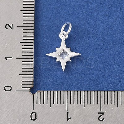 925 Sterling Silver Pave Clear Cubic Zirconia Star Charms STER-K181-01C-S-1
