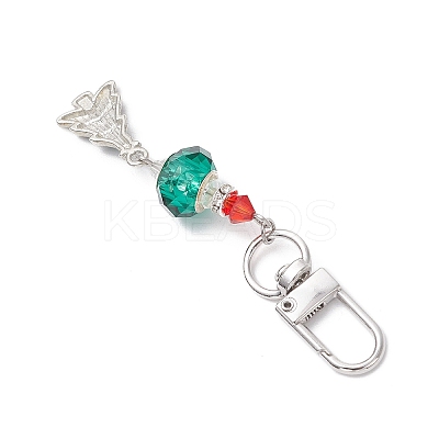 Christmas Series Alloy Enamel & Glass Beads Pendant Decoration HJEW-TA00349-1