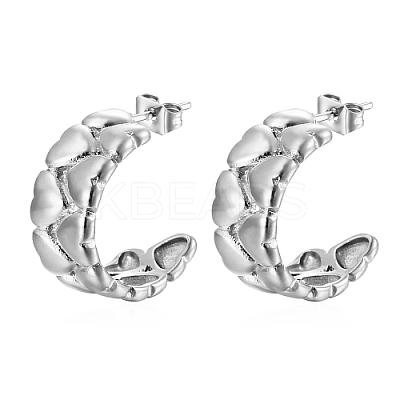304 Stainless Steel Heart Stud Earrings TF9236-01-1