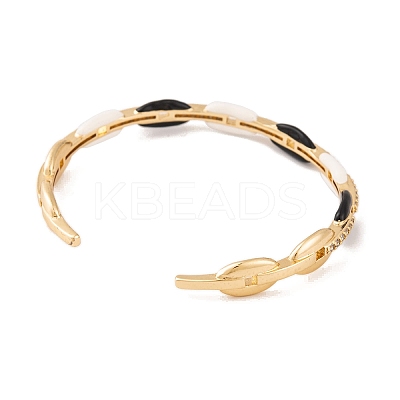 Brass Micro Pave Clear Cubic Zirconia & Resin Open Cuff Bangles for Women BJEW-S147-05G-1