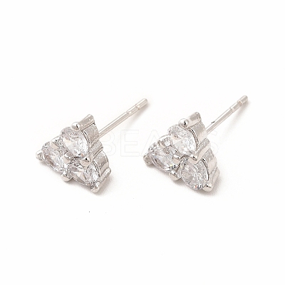 Brass Micro Pave Cubic Zirconia Stud Earrings for Women EJEW-H091-12P-1