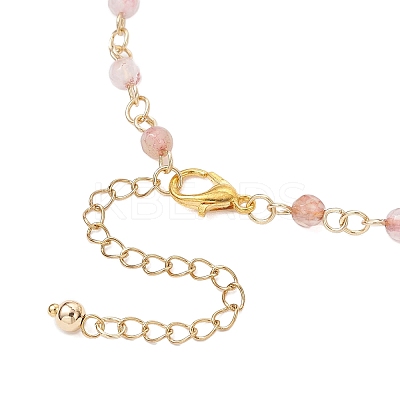 304 Stainless Steel & Natural Agate(Dyed & Heated) Faceted Round Link Chain Anklets AJEW-AN00747-03-1