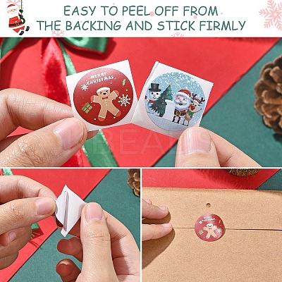 3 Rolls 3 Styles 8 Patterns Christmas Round Dot Self Adhesive Paper Stickers Roll DIY-YW0009-90-1